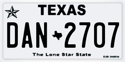 TX license plate DAN2707