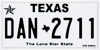 TX license plate DAN2711