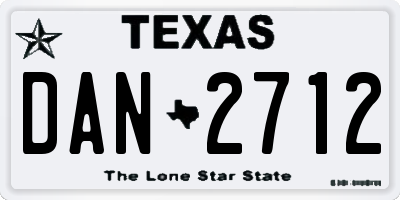 TX license plate DAN2712