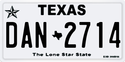 TX license plate DAN2714