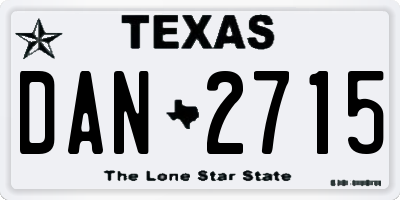 TX license plate DAN2715