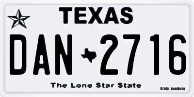 TX license plate DAN2716