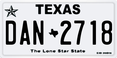 TX license plate DAN2718