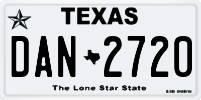 TX license plate DAN2720