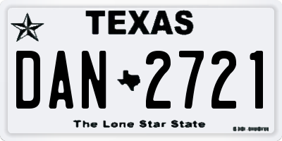 TX license plate DAN2721