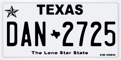 TX license plate DAN2725