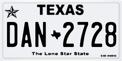 TX license plate DAN2728