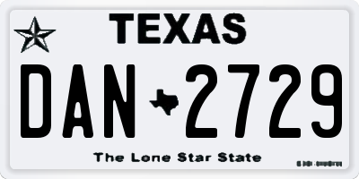 TX license plate DAN2729