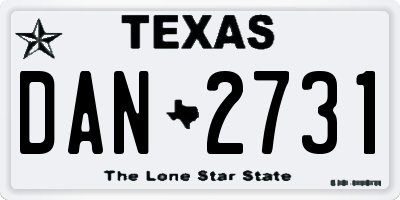 TX license plate DAN2731