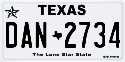 TX license plate DAN2734