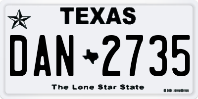 TX license plate DAN2735
