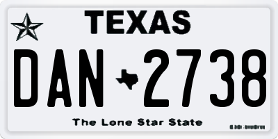 TX license plate DAN2738