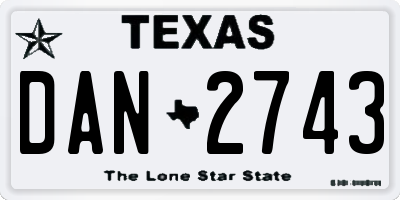 TX license plate DAN2743