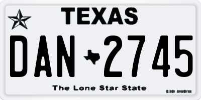 TX license plate DAN2745