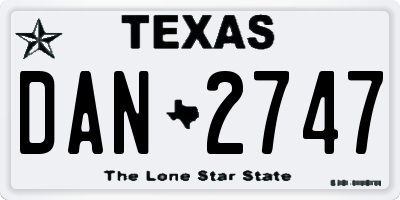 TX license plate DAN2747