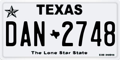 TX license plate DAN2748