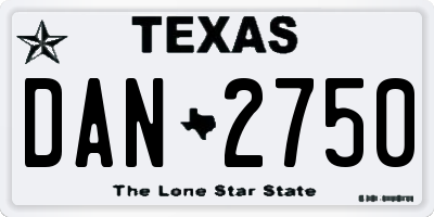 TX license plate DAN2750