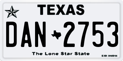 TX license plate DAN2753