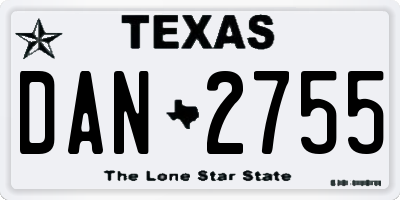 TX license plate DAN2755