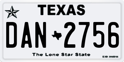 TX license plate DAN2756