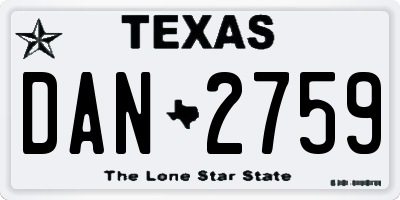 TX license plate DAN2759
