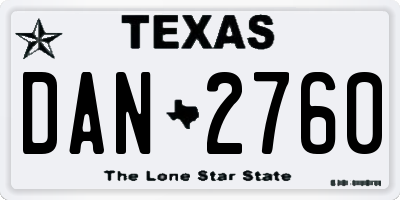 TX license plate DAN2760