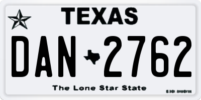 TX license plate DAN2762
