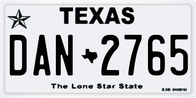 TX license plate DAN2765