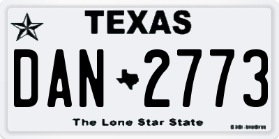 TX license plate DAN2773