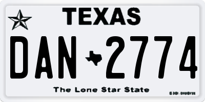 TX license plate DAN2774