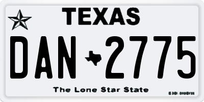 TX license plate DAN2775