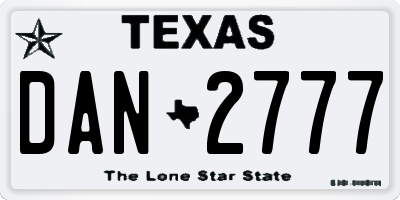 TX license plate DAN2777