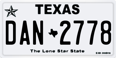 TX license plate DAN2778