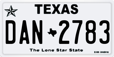 TX license plate DAN2783