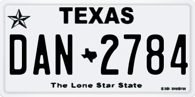 TX license plate DAN2784
