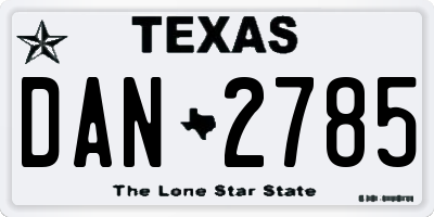 TX license plate DAN2785