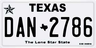 TX license plate DAN2786