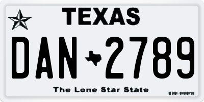 TX license plate DAN2789
