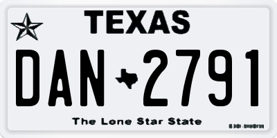 TX license plate DAN2791