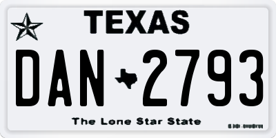 TX license plate DAN2793
