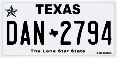 TX license plate DAN2794