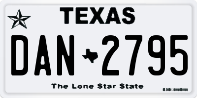 TX license plate DAN2795