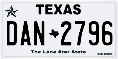 TX license plate DAN2796
