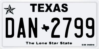 TX license plate DAN2799