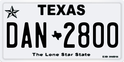 TX license plate DAN2800