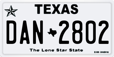 TX license plate DAN2802