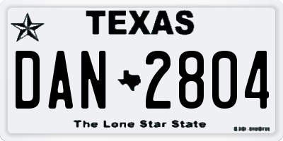 TX license plate DAN2804