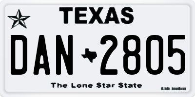 TX license plate DAN2805