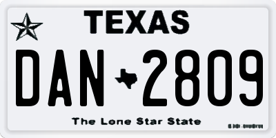 TX license plate DAN2809