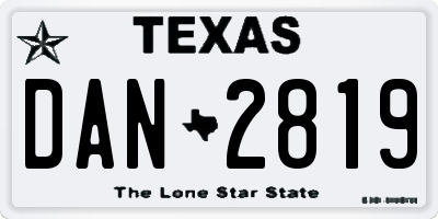 TX license plate DAN2819